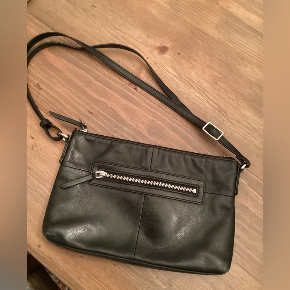 MARGOT BLACK LEATHER CROSSBODY BAG PURSE